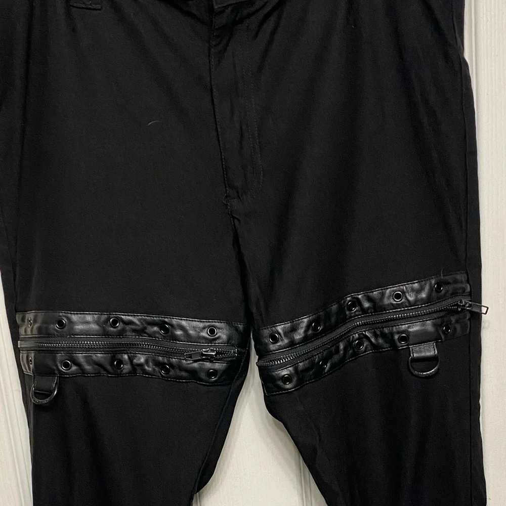***SOLD***Killstar Stretch Pants with Vegan Leather/Zipper Detail - Picture 5 of 5